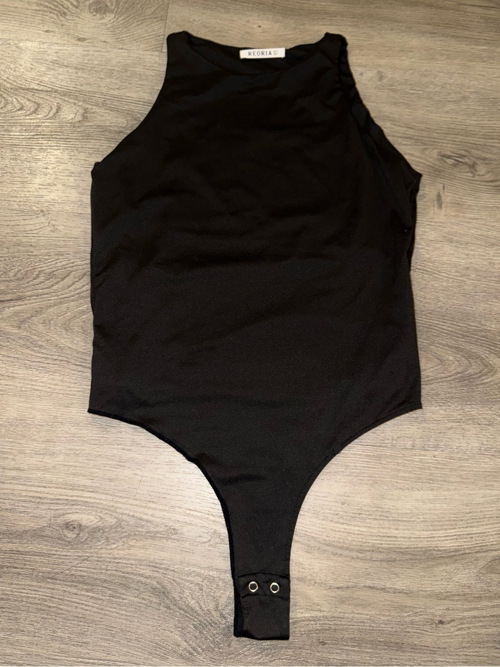ReoRia Black Sleeveless One-Piece Bodysuit
